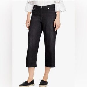 LAUREN RALPH LAUREN Sz 8 Dark Wash Small Slit at Hem Denim Jeans Capri